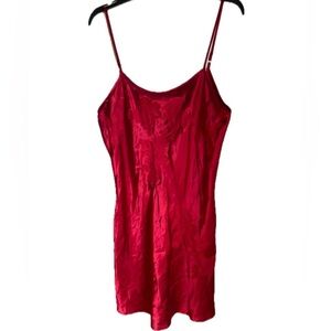Natori Red Slip Satin Slip Dress Size Large